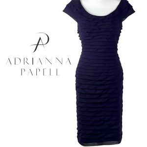 Adrianna Papell Eggplant BodyCon Layered Party Event Dress